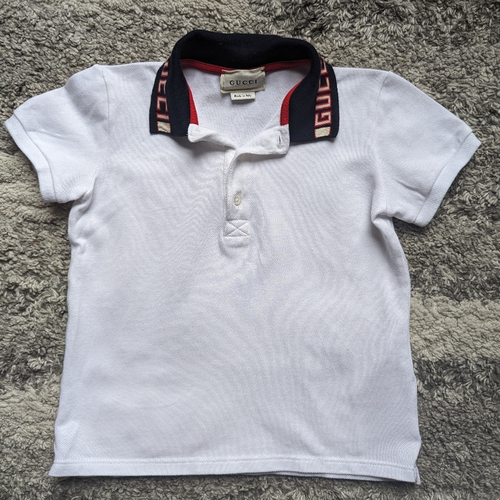 Gucci Kids White Polo with Black and Red Collar - Picture 2 of 7